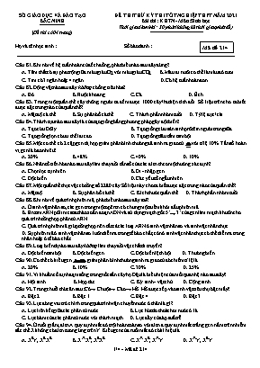 Đề thi thử Tốt nghiệp THPT môn Sinh học - Mã đề 214 - Năm học 2020-2021 - Sở giáo dục và đào tạo Bắc Ninh (Có đáp án)